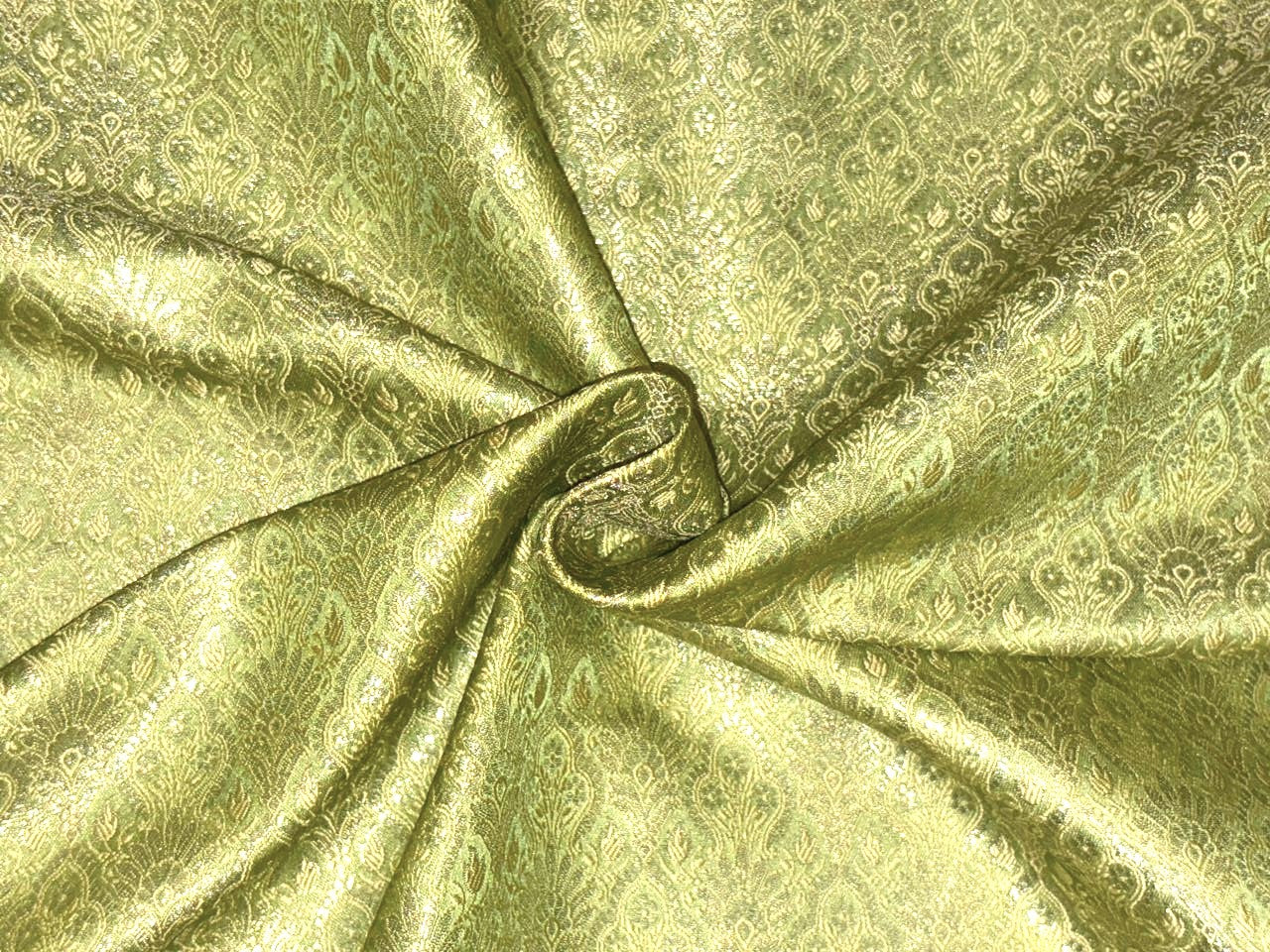 Silk Brocade fabric 44"jacquard with subtle metallic to enhance the fabric available in 3 colors rose gold ,yellow gold and green  BRO1067