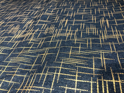 100% Cotton Denim Fabric with foil print 58" wide available in 3 colors light dusty green, light blue and darker blue[17720/21/22]