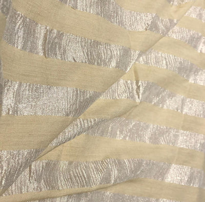 SILK  Crushed MUGA SILK TISSUE STRIPES available in 2 colors crinkle gold x gold stripe/dark ivory x copper/golden cream x silver stripe[17746/47]
