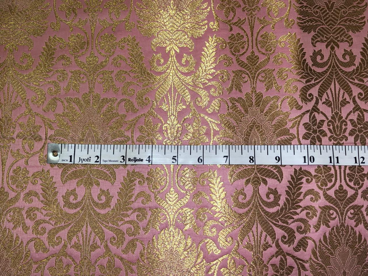 Silk Brocade fabric mulberry with beautiful gold  jacquard BRO1076[1/2]