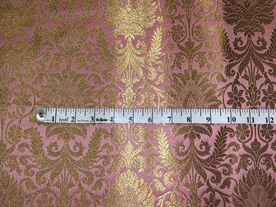 Silk Brocade fabric mulberry with beautiful gold  jacquard BRO1076[1/2]