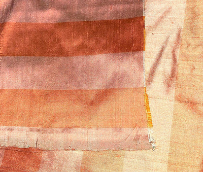 SILK Dupioni FABRIC Shades of Orange color Stripes DUPS27[1]