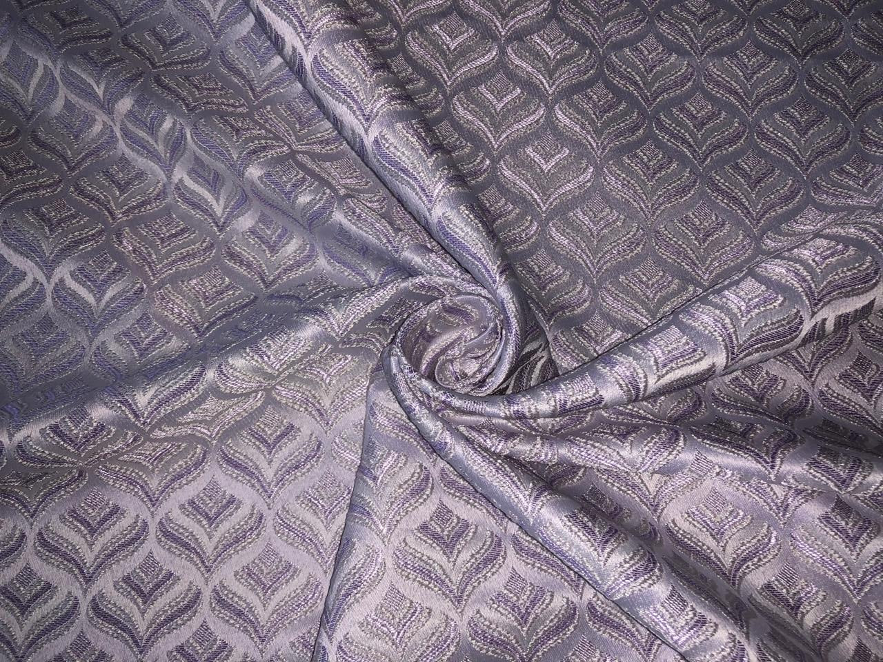 Silk Brocade fabric 56" lilac jacquard  with subtle metallic silver BRO1062[1]