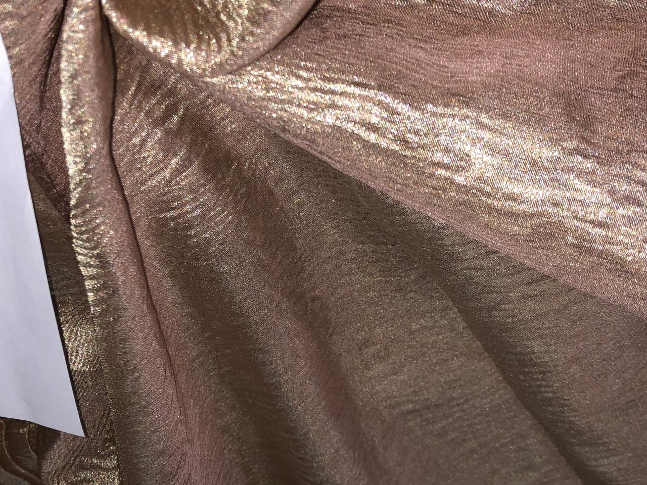 Metallic tissue organza Crinkled [crushed] fabric 44" wide GREEN/SILVER GREY/TYRIAN PURPLE/GREY/CINAMON