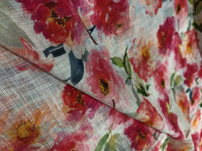 100% Cotton Linen digital print 44" wide FLORAL PRINT [17170]