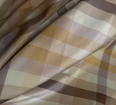 Silk Taffeta Fabric dusty browns ,lilac  ,mint plaids 54” Wide (TAFC70)