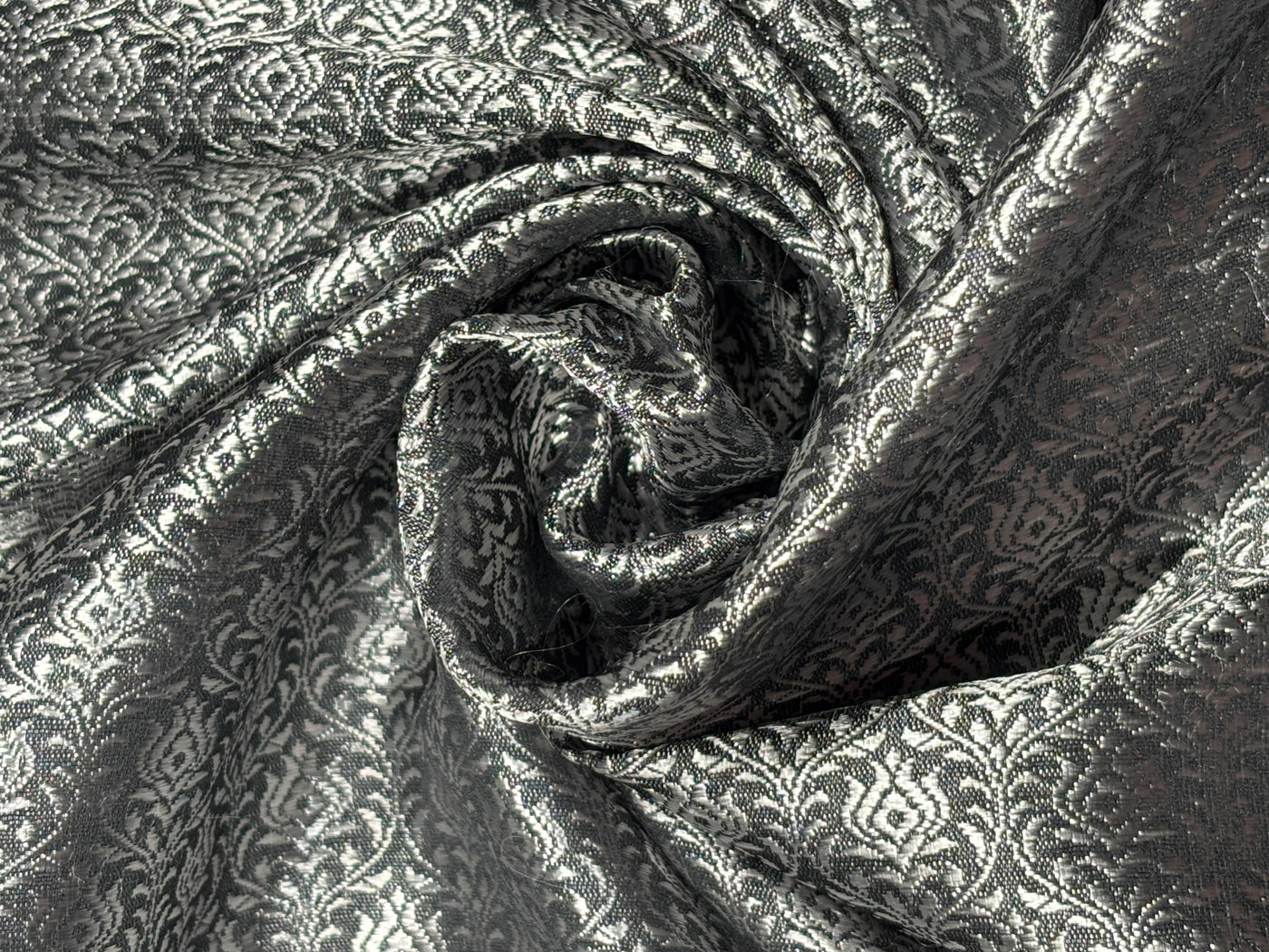 Brocade Fabric Grey with silver all over motif Jacquard 44" BRO1028[1]