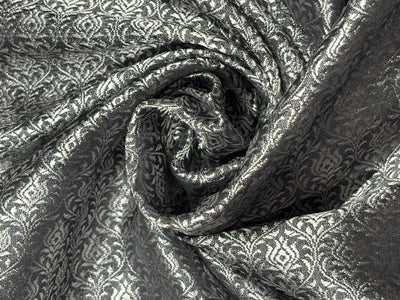 Brocade Fabric Grey with silver all over motif Jacquard 44" BRO1028[1]