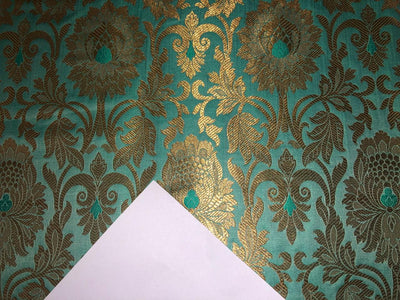 Brocade  Metallic GOLD fabric 44 inch wide available in 8 colors  silver grey,mint green,silver blue,lilac, rose pink,blue,peach and sea green BRO1010