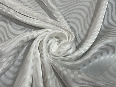 Silk  Satin JACQUARD IVORY WHITE 44" wide available in abstract,floral,roses,waves and triangles jacquard  designs