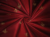 Silk dupioni embroidery  blood red with gold motif DUP#E48