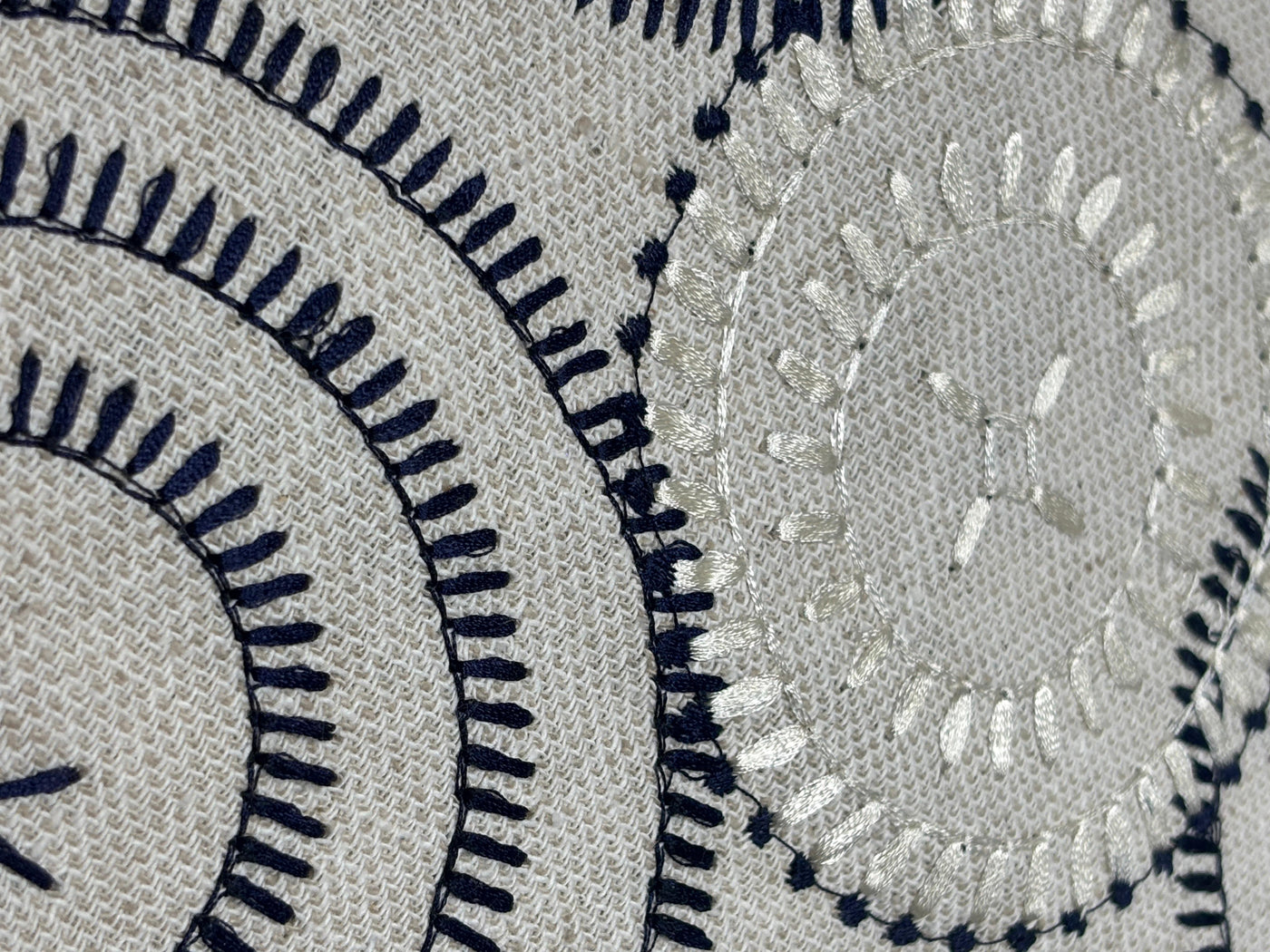 100% MATKA Silk , Wild silk, periodical Embroidery black and white circles on  54 "Width [17781]