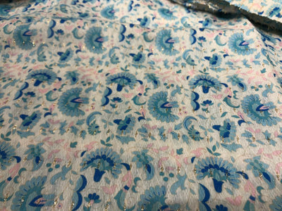 Silk Brocade fabric 56" ivory with blue and pink floral and very subtle metallic gold jacquard BRO1060[1]