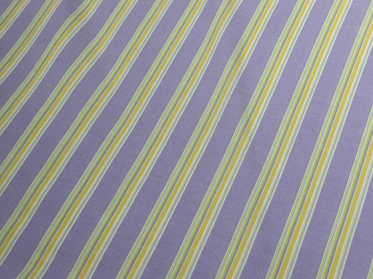 100% Cotton Poplin 56" wide lilac ,yellow and green  stripes  [18267]