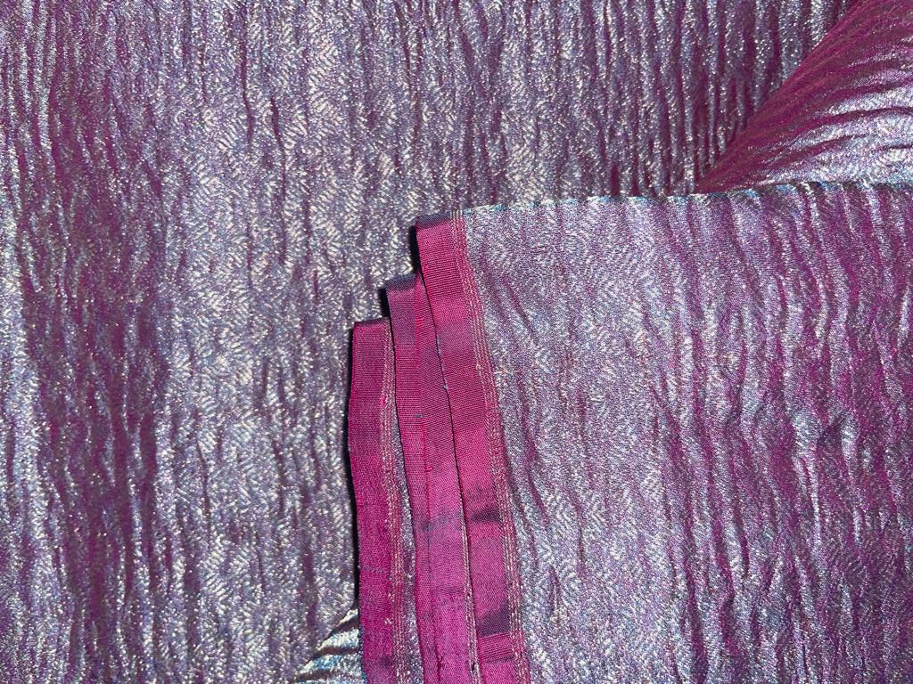 Tissue organza Crinkled [crushed] fabric 44" wide available in FOUR COLORS [ PURPLE /PINK /GOLD /INK BLUE]