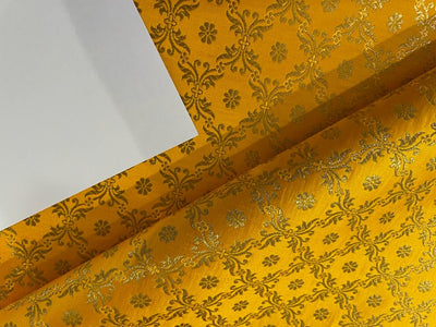 Silk Brocade fabric  44" wide BRO905 available in 6 colors [EMERALD GREEN/ BLUEISH GREY /BLACK/ WINE /RED/ MANGO YELLOW][15485/15487