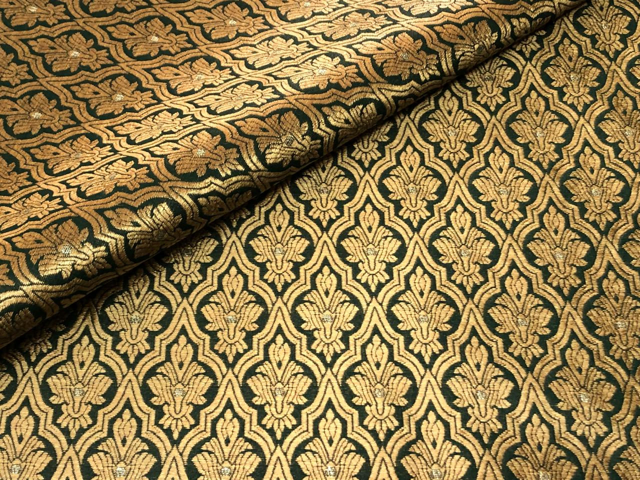 Silk Brocade fabric with subtle gold metallic jacquard motifs44" wide available in 4 colors rosy brown ,rust, bottle green and purple BRO1104