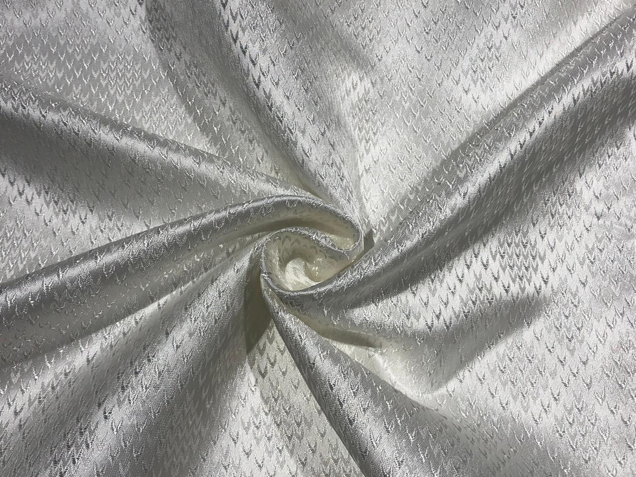 Silk Brocade fabric 56" white with self motif  jacquard BRO1062[2]