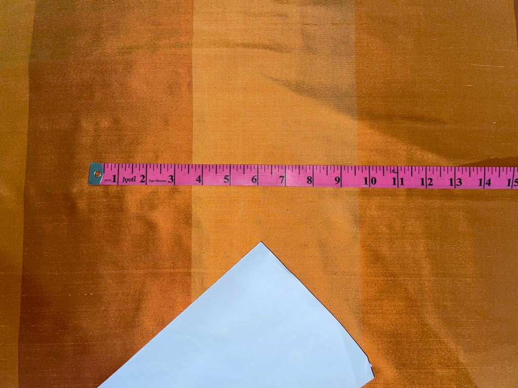 Silk Dupioni Fabric Shades of Orange color stripe 54" /108" Wide DUP#S58