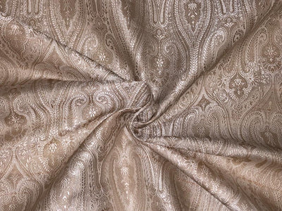 Silk Brocade fabric cream with white paisley jacquard 44" wide BRO236[3]