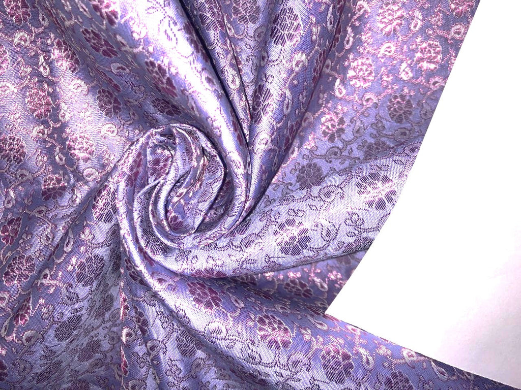 Silk Brocade fabric floral Jacquard  44" wide BRO929 available in 3 colors powder blue lavender with subtle pink shimmer/ pastel pink with subtle pink shimmer andgrey with subtle pink shimmer/ and