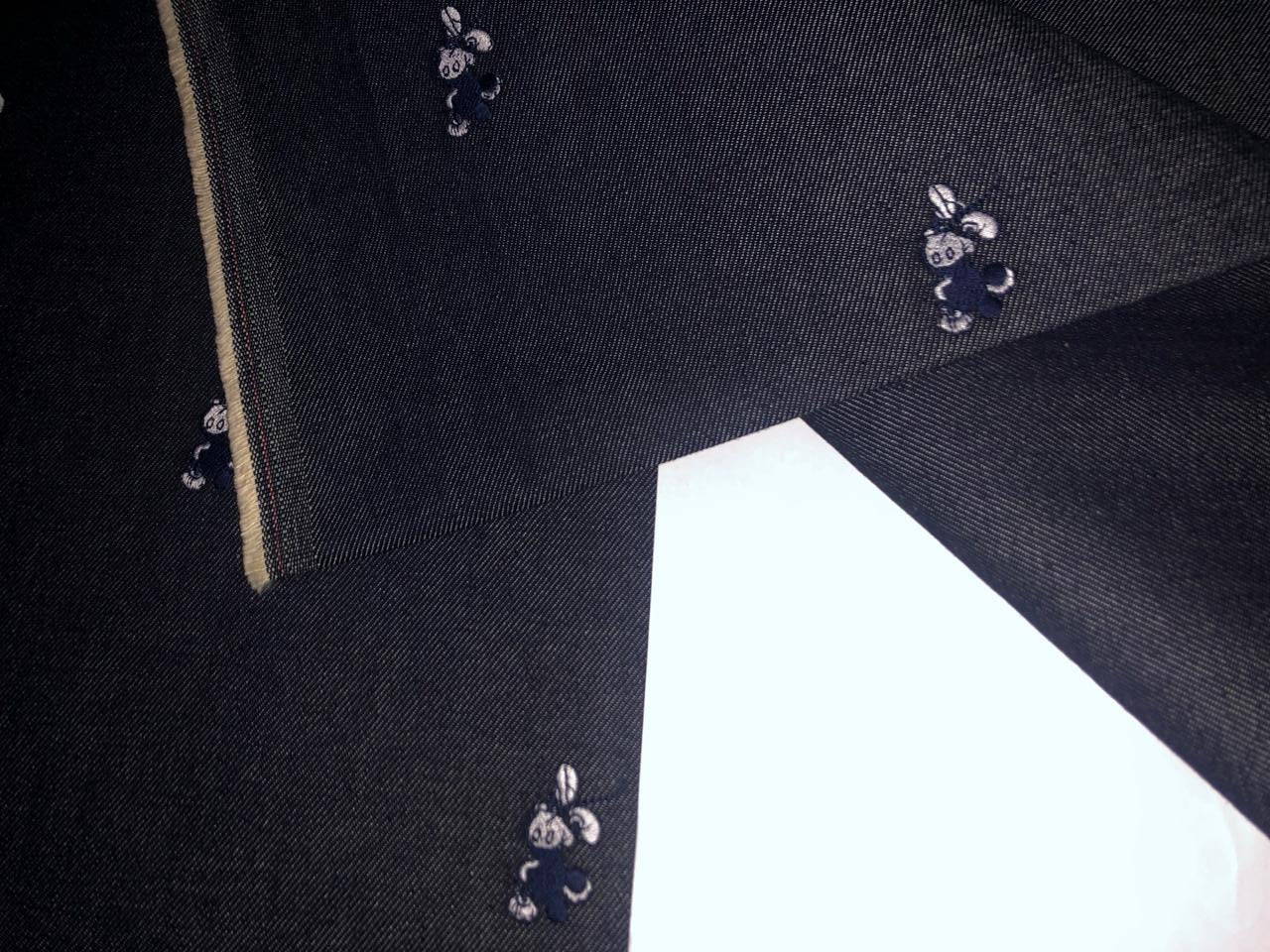 100% Cotton Denim  Fabric 58" wide available in 2 styles DENIM BUNNY MOTIF /DENIM HERRINGBONE