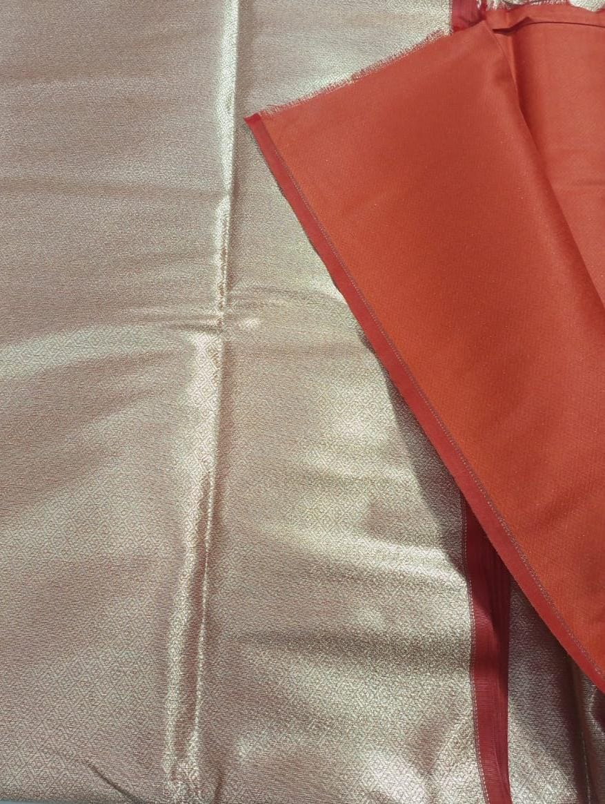 Silk Brocade Fabric Metallic Gold jacquard 44" WIDE BRO340 available in 6 colors red x gold /pink x gold /gold x gold/ peach x gold /sea green x gold /rust x gold
