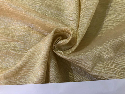SILK  Crushed MUGA SILK TISSUE WITH ANTIQUE GOLD STRIPES [[16436]