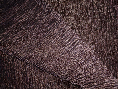 Metallic tissue organza Crinkled [crushed] fabric 32" wide available in three colors [dark brown rust x copper salmon]
