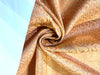 Silk Brocade FABRIC PEACH and Gold  Color 44" WIDE BRO395[4]