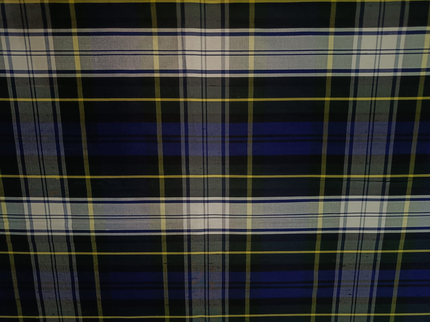 100% DUPION silk BLUE YELLOW WHITE SCOTTISH  plaid 54" wide DUPC77[1] [14025]