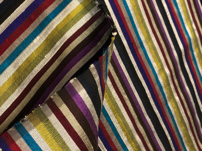 100% Pure Silk dupion  multi color stripe 52" wide DUPS73[1]