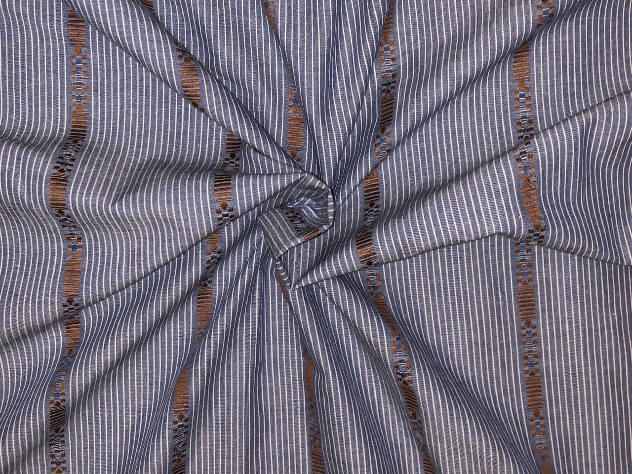 100% cotton stripes blue /white stripe with brown stripe pattern 56" wide [18344]