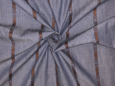 100% cotton stripes blue /white stripe with brown stripe pattern 56" wide [18344]