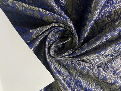 Silk Brocade Fabric Blue X Silver Color 44" Wide BRO548[5]