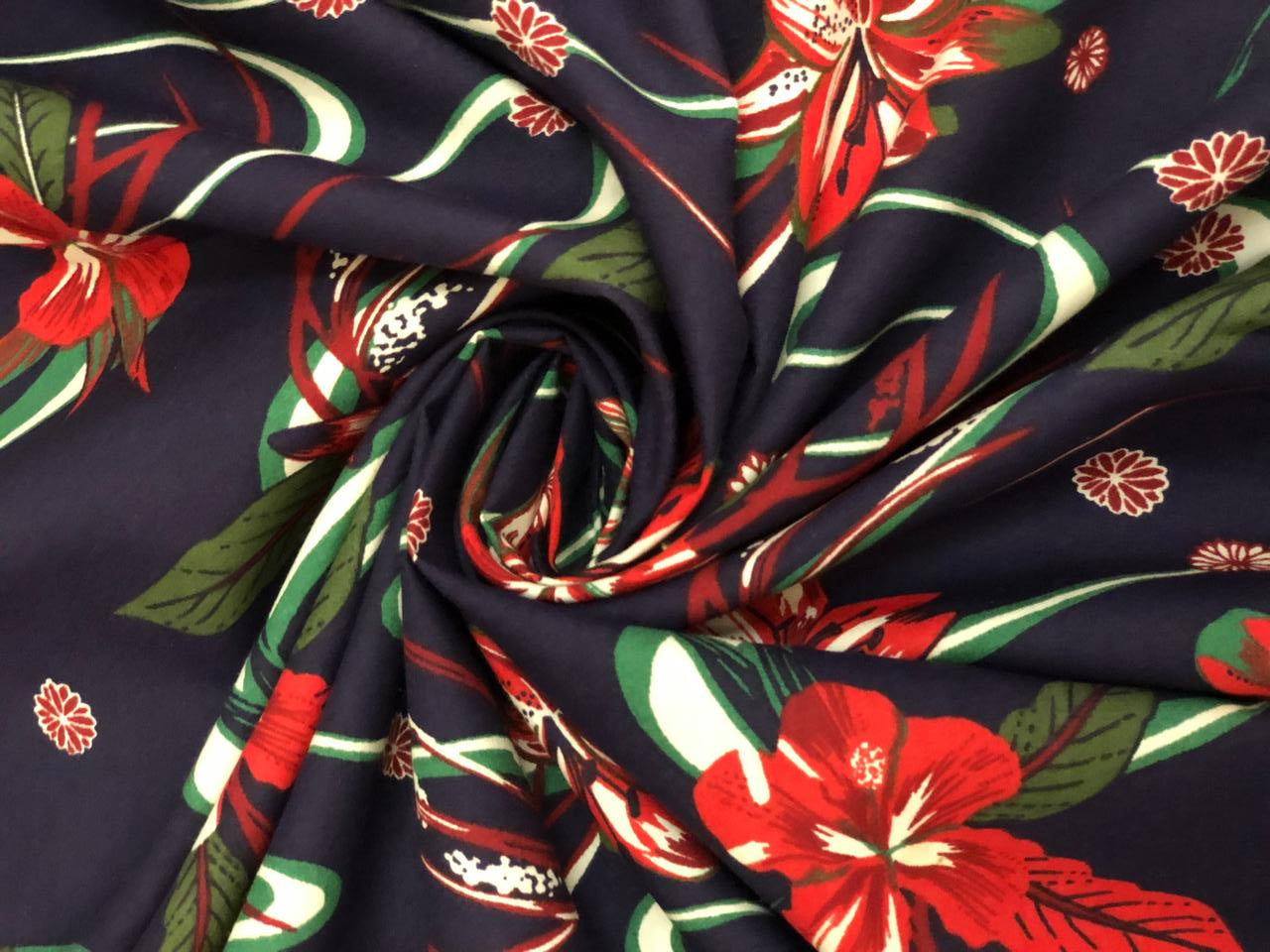 100% Cotton available in 2 prints and colors  print 58" wide red floral and indigo floral [18623/24]