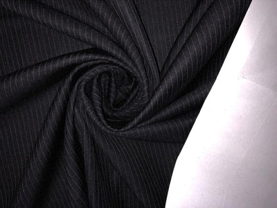 100% wool suiting fabric made in Huddersfield, England 150's super wool count striped available in 2 colors dark navy and black[15639/40]