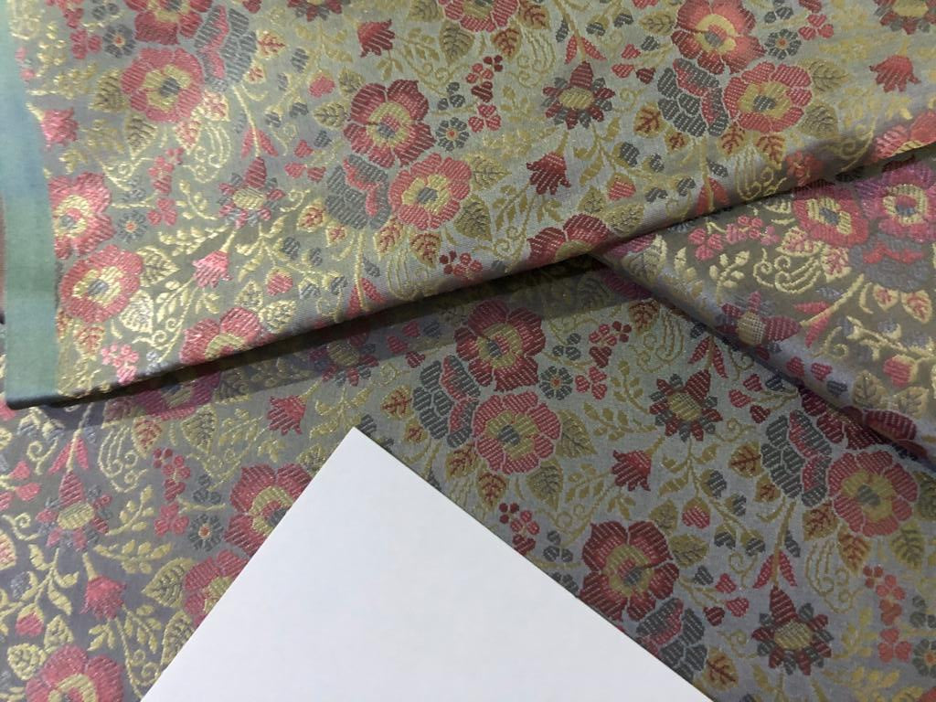 Silk Brocade fabric 44" wide Floral Jacquard available in 5 colors BRO 919 NAVY, GREEN ,DEEP BURGANDY,GOLD,RED[15714-15718]