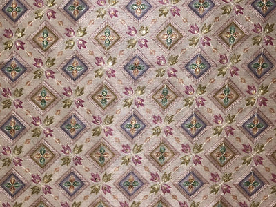 Silk Brocade fabric ivory with diamond motif floral jacquard and subtle sequins and embroidery BRO1069[1]