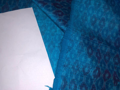 100% pure silk dupion ikat fabric BLUE  color 44" wide [17130]