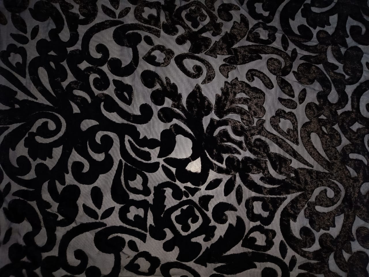 Black Devore Polyester Viscose Burnout Velvet fabric ~ 44&quot; wide [9850]