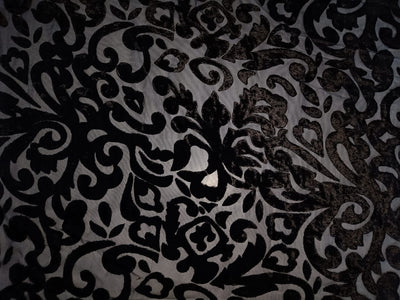 Black Devore Polyester Viscose Burnout Velvet fabric ~ 44&quot; wide [9850]