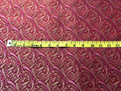 Silk Brocade fabric multi color paisleys available in 4 colors red , green , minty olive and silver BRO1089