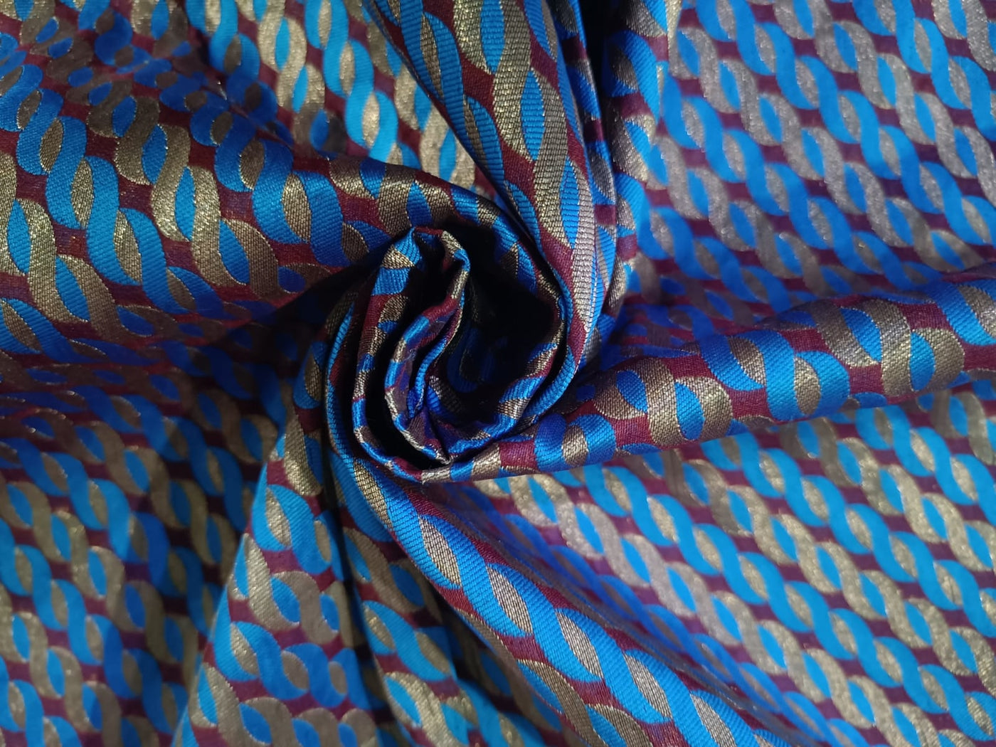 Silk Brocade fabric Semi Sheer Metallic Gold,Dark Red & Blue 44" wide BRO237[1]