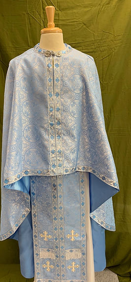 Brocade fabric VESTMENT 60" wide  available in SILVER AND BLUE CROSS  BRO963A