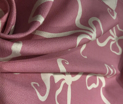 100% Cotton Denim  ONION PINK ,DAINTY BOW PRINT Fabric 58" wide  [17075]