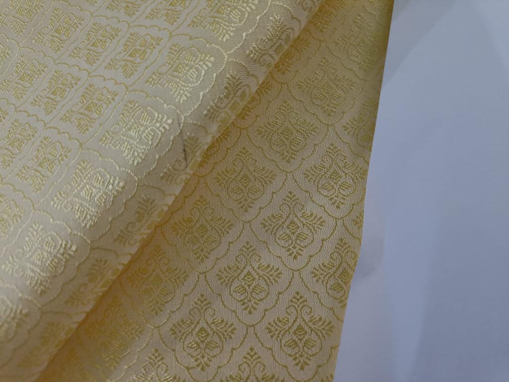 Spun Silk Brocade fabric Butter Cream Color 44" wide BRO220[5]