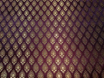 Brocade fabric LEAF MOTIF with  metallic GOLD 44" wide available in 3 colors BRO889A [peacock green/wine/blood red]