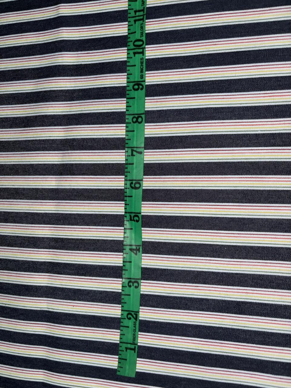 100% Cotton Denim  Fabric 58" wide STRIPES in 4 styles multicolor, charcoal /ivory, denim blue/white and denim blue /multicolor