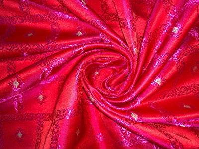 Silk Brocade fabric 44" wide Jacquard available in 2 colors PURPLE,RED/PINK BRO910[4/5]